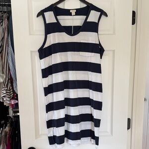 J. Crew Factory Navy and Cream Striped Tank dress